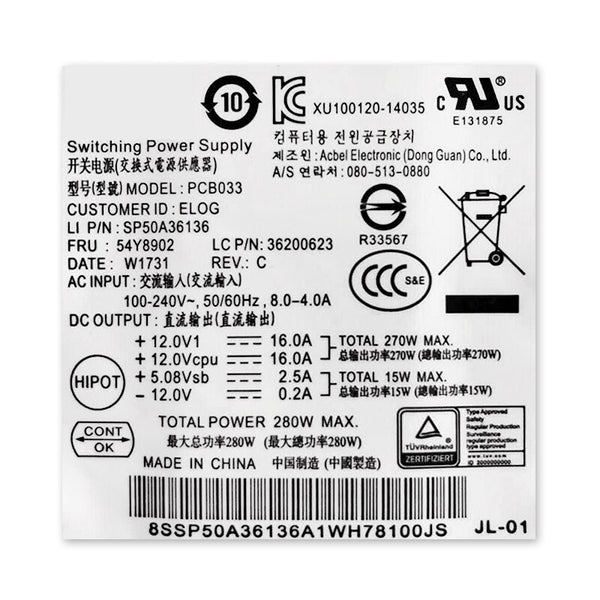 New Original PSU Power Supply Lenovo D5050 H530 14Pin 280W Power Supply HK380-16FP HK280-23FP FSP280-40PA PCB037 PCB033 PCB005 PS-4281-02