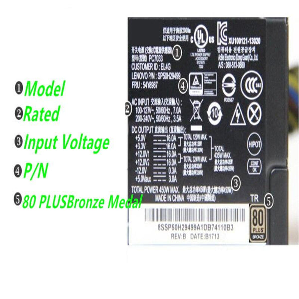 New Original PSU Power Supply Lenovo Dell/HP 80plus Bronze IdeaCentre Y710 Y700 Y900 450W Switching Power Supply PC7033 FSP350-60AGBAK