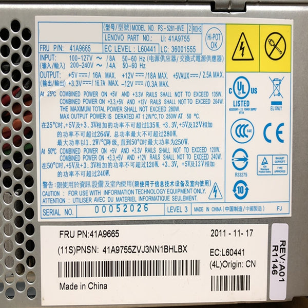 New Original PSU Power Supply Lenovo IBM M58 A57 M57 A58 280W Power Supply PC6001 41A9665 41A9684 41N3482 45j9436 36001721 PS-5281-8VE