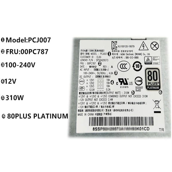 New Original PSU Power Supply Lenovo TFX M310 410 610 710 90 H3060 5060 510 B415 10Pin 310W Power Supply PCJ007 00PC787 SP50H29573