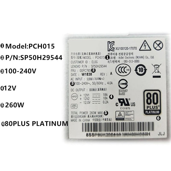 New Original PSU Power Supply Lenovo TFX M310 410 610 710 H3060 5060 510s 10Pin 260W Power Supply PCH015 FSP260-20TLA HK360-71PP PCK012
