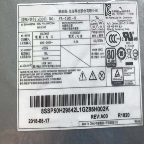 New Original PSU  Liteon AIO 180W Switching Power Supply PA-1181-5 00PC764 8SSP50H29542