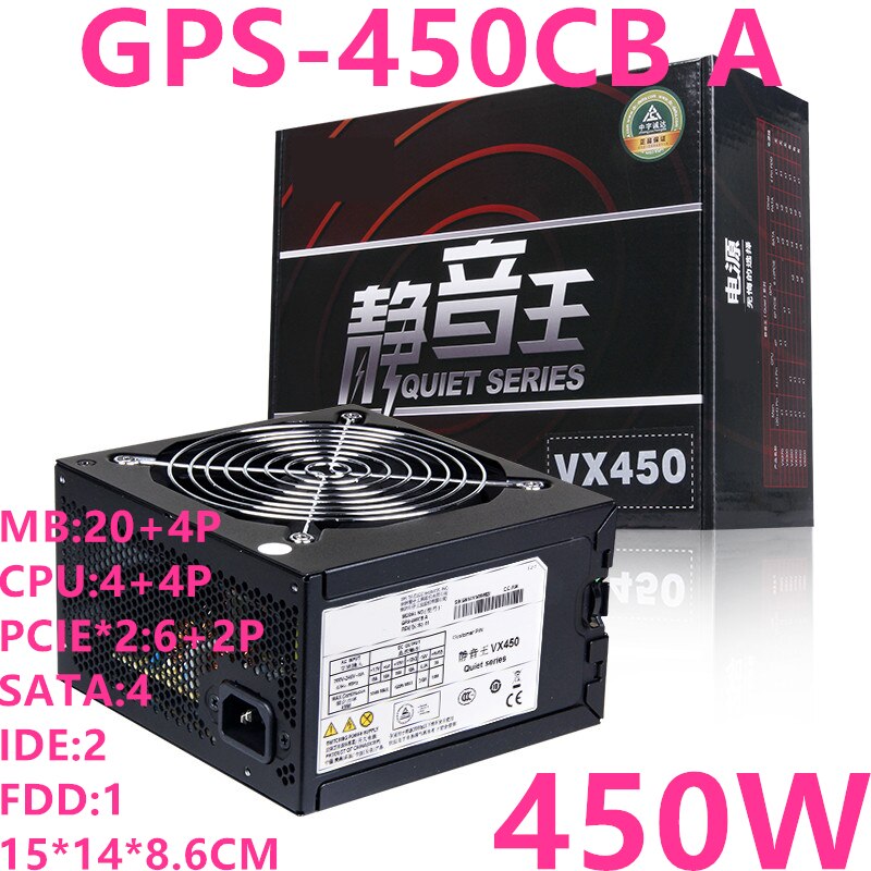 New PSU For Delta Brand VX450 ATX GTX1060 Mute Wide Desktop Computer Power Supply Rated 450W Peak 550W Power Supply GPS-450CB A