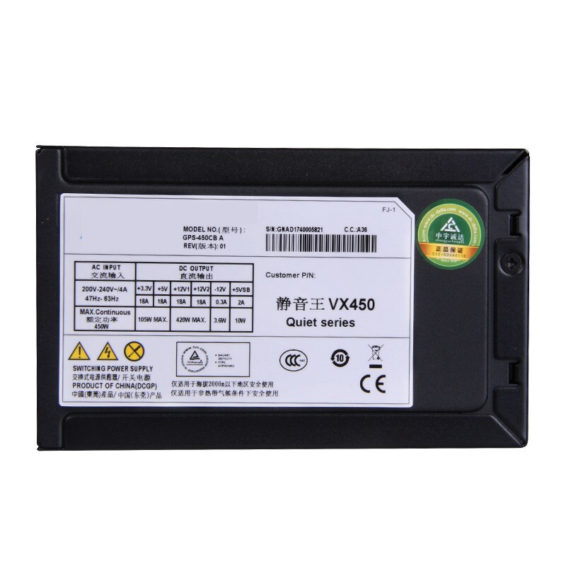 New PSU For Delta Brand VX450 ATX GTX1060 Mute Wide Desktop Computer Power Supply Rated 450W Peak 550W Power Supply GPS-450CB A