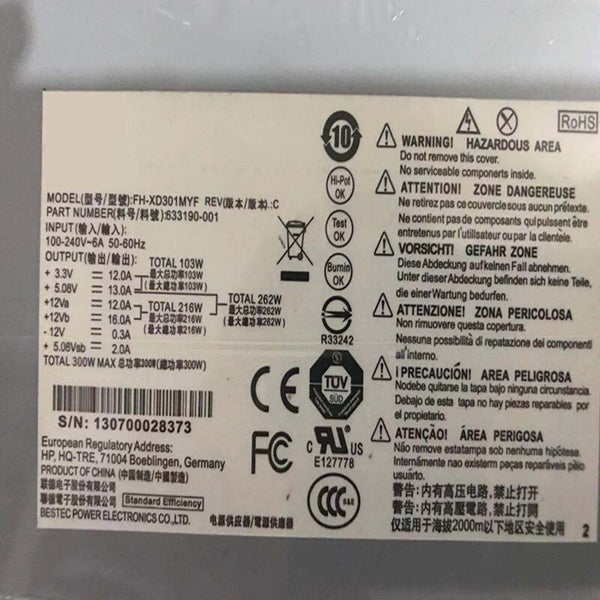 NEW Power Supply  PSU For HP 285 570 480 400 498 600 800 G1G2 G3 G4 300W Power Supply DPS-300AB-72 B D11-300P1A FH-XD301MYF-1 PCB230 PCB130