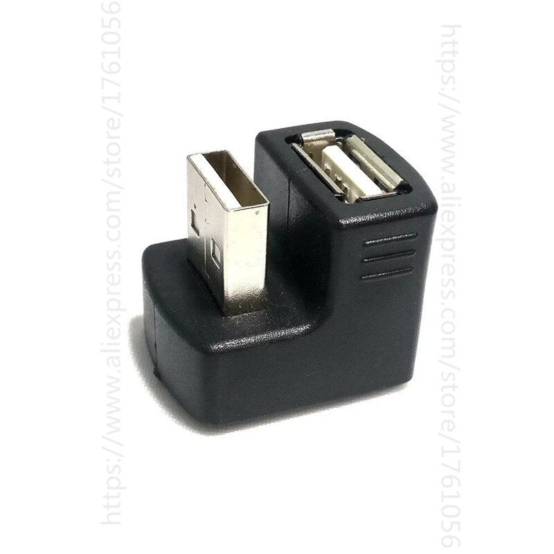 New Up or down Right Angled USB 2.0 Adapter A Male to Female Extension 90 180 Degree Black