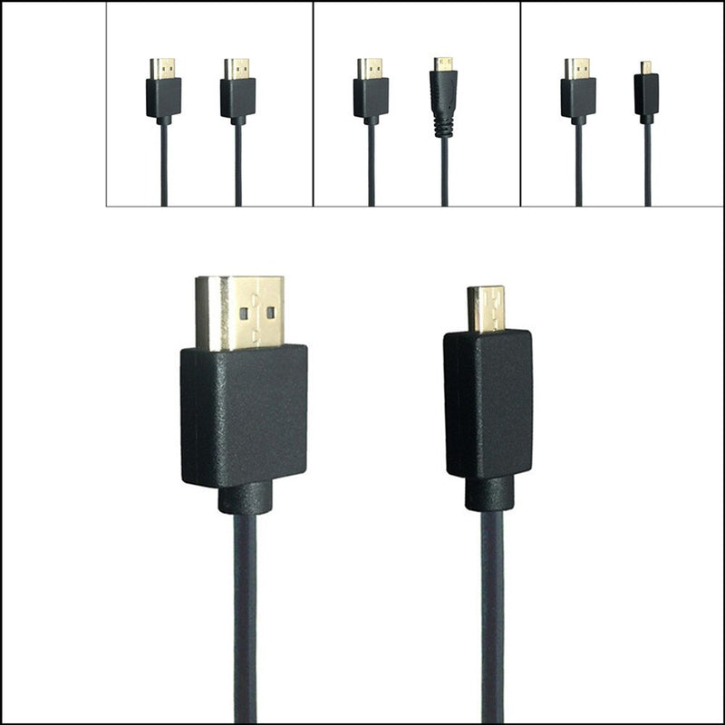 OD 3.0 Ultra Slim HDMI-compatible Male to HDMI & Mini Micro HDTV male Super Soft Thin Cable 2k*4k hd @60hz 30cm 60cm 1m