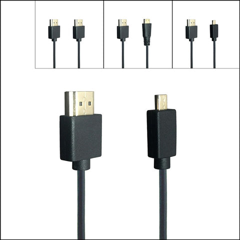 OD 3.0 Ultra Slim HDMI-compatible Male to HDMI & Mini Micro HDTV male Super Soft Thin Cable 2k*4k hd @60hz 30cm 60cm 1m