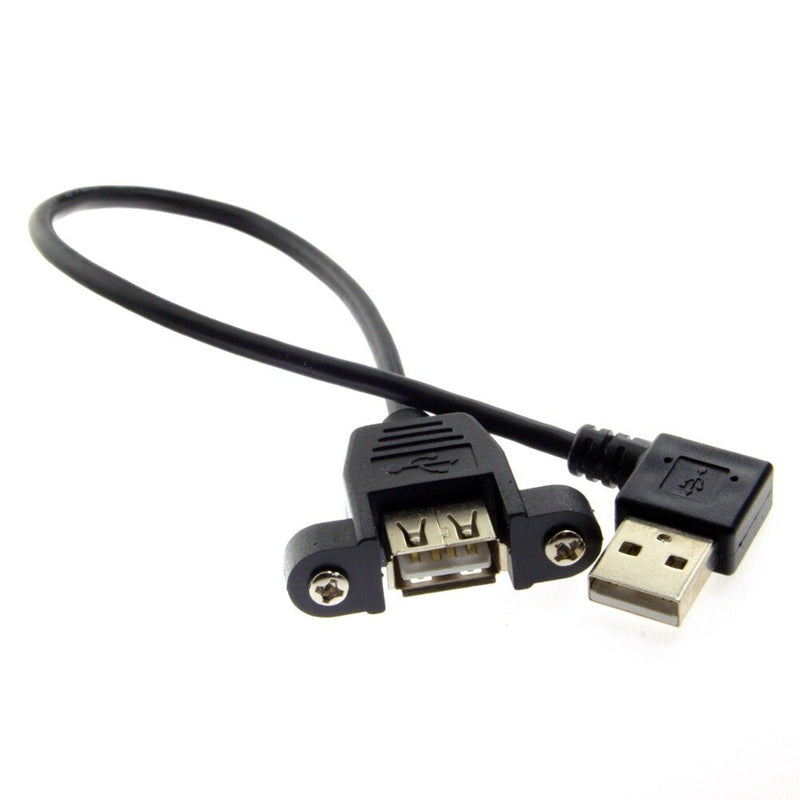 Right Angle 90 degree USB2.0 Male to Female Extension mini USB 2.0 Cable 25cm With Panel Mount Hole