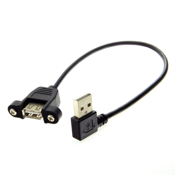 Right Angle 90 degree USB2.0 Male to Female Extension mini USB 2.0 Cable 25cm With Panel Mount Hole