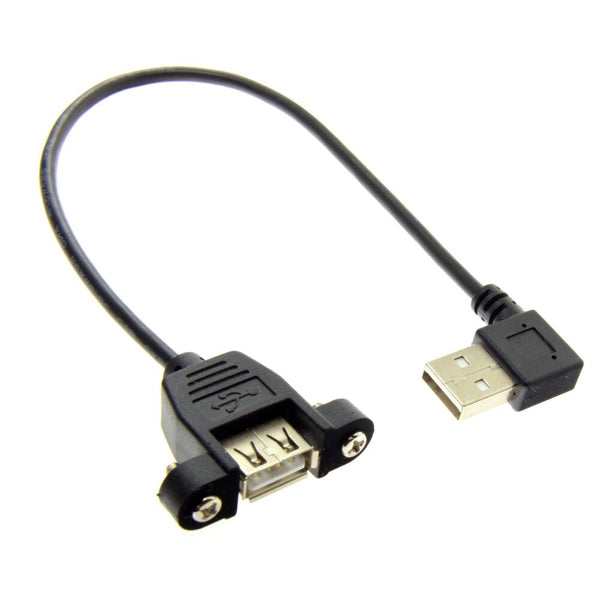 Right Angle 90 degree USB2.0 Male to Female Extension mini USB 2.0 Cable 25cm With Panel Mount Hole