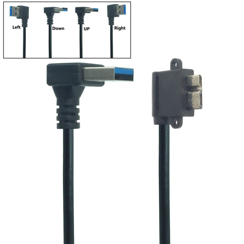 UP & Down & Left & Right Angled 90 Degree USB3.0 USB 3.0 A Male to Micro B Male 90 Degree Cable Black 0.3M