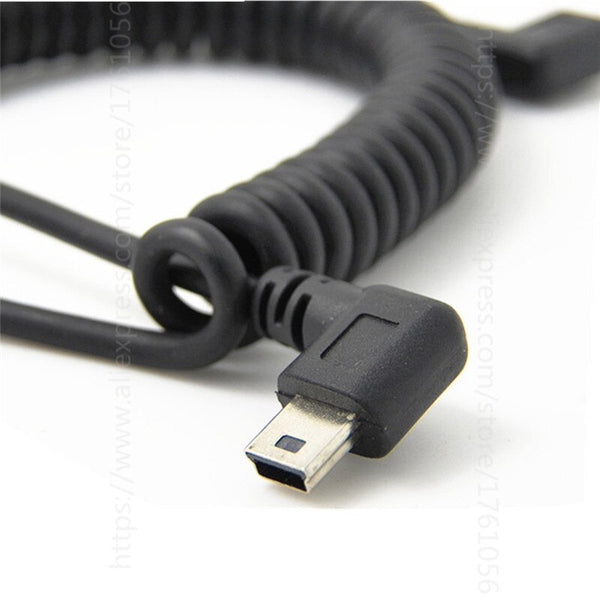 USB 2.0 Type A Male to Mini USB Right Angle Cable Spring Cord for MP3 HDD