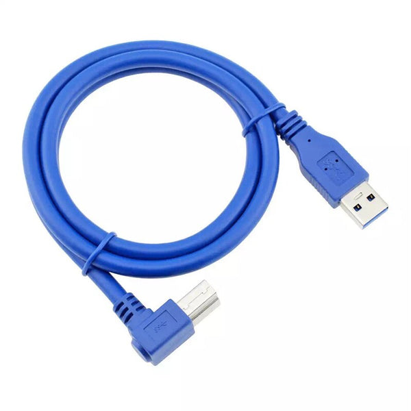 USB 3.0 A Male to B Male AM/BM 90 Degree Angle USB 3.0 Data Cable Cord 0.6m 2FT Blue For USB3.0 External HDD