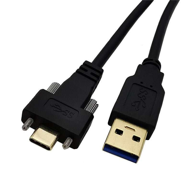 USB 3.0 A Male to USB 3.1 Type C USB-C Type-C with Dual Screws Locking Male Data Cable Standard USB3.0 Panel Mount Type