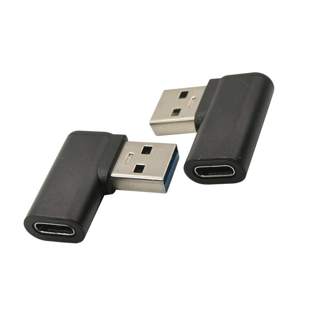 USB 3.0 Adapter Right Angle to Type C Female Connector USB3.0 90 Degree Left&Right Alloy Adaptor Black Silver