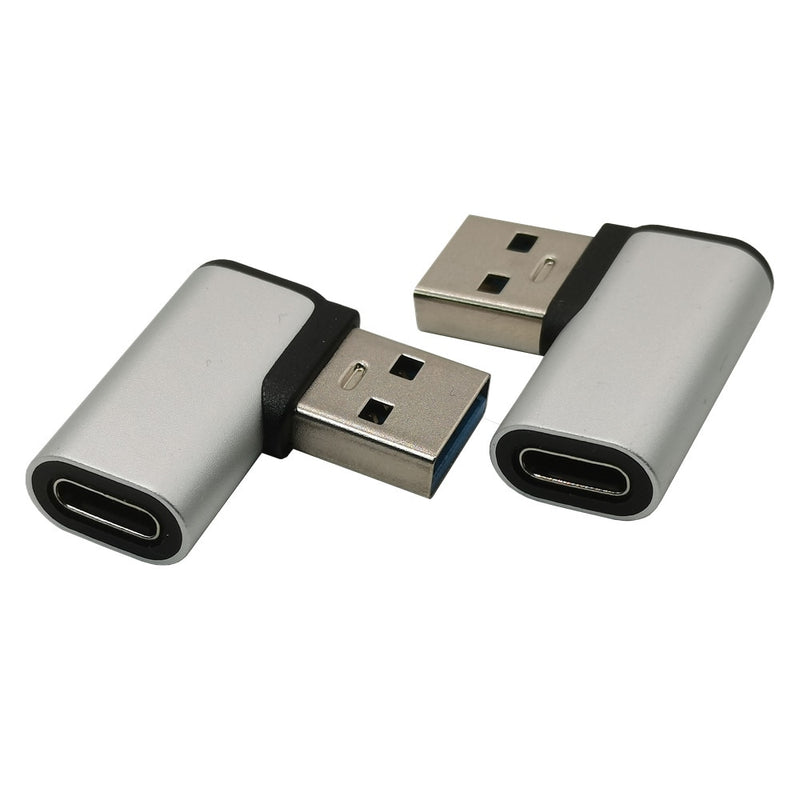USB 3.0 Adapter Right Angle to Type C Female Connector USB3.0 90 Degree Left&Right Alloy Adaptor Black Silver