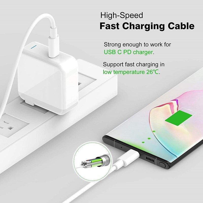 USB C to USB C Cable PD Type C Charging Cable for MacBook Pro 2020, iPad Pro, iPaAir 4, LG and Other USB C Charger 3.3FT