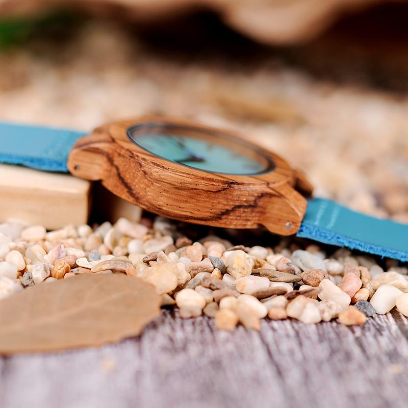 Sky Blue Wooden Watch