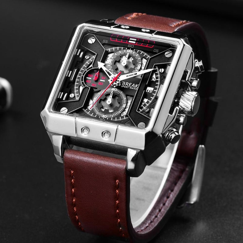 BREAK SQUARE MILITARY SKELETON WATCH