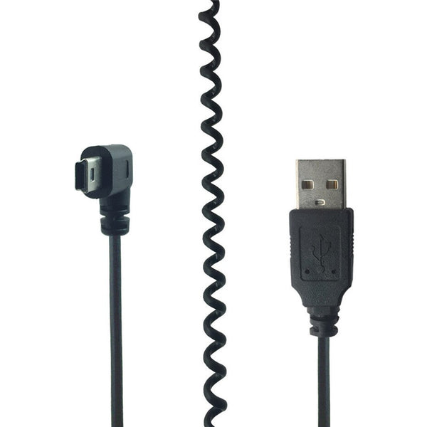 mini usb cable USB Type-A to Mini 5Pin Right Angle Charging spring Cable for GPS Navigator 0.5m-1.2m