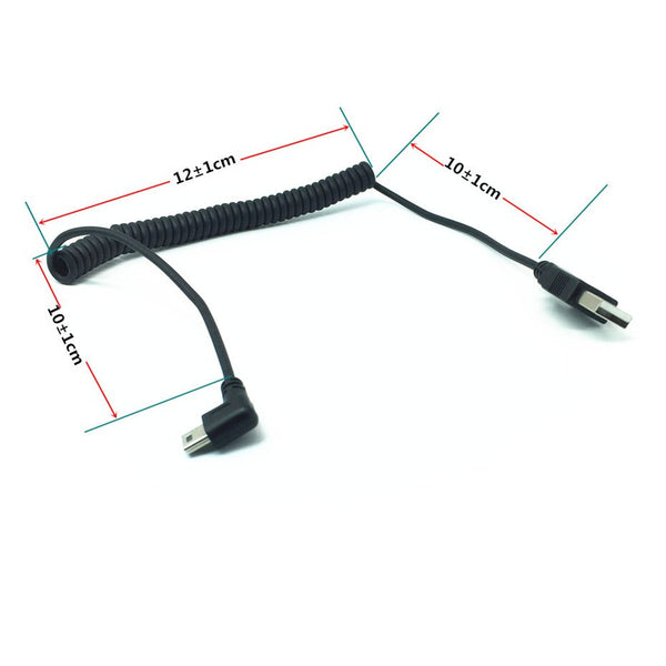 mini usb cable USB Type-A to Mini 5Pin Right Angle Charging spring Cable for GPS Navigator 0.5m-1.2m