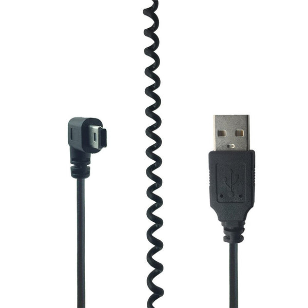 mini usb cable USB Type-A to Mini 5Pin Right Angle Charging spring Cable for GPS Navigator 0.5m-1.2m