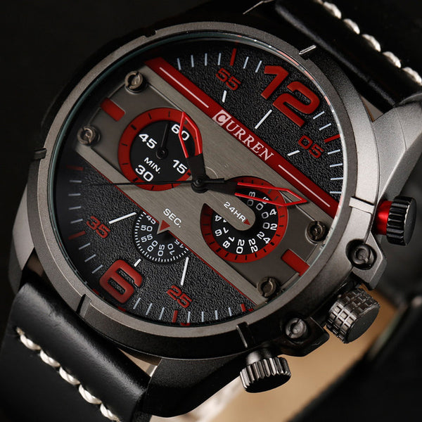 Military Watch  Leather Sports Quartz Wristwatches