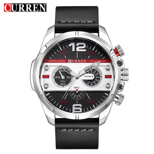 Military Watch  Leather Sports Quartz Wristwatches