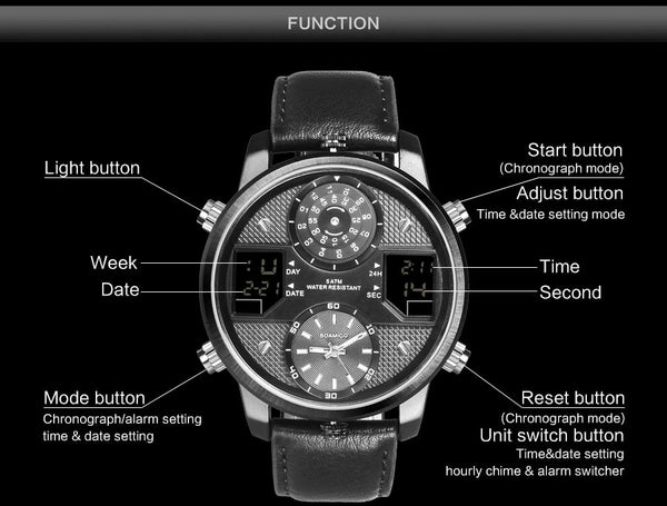 3 Time Zone Creative LED Digital Sports Watches