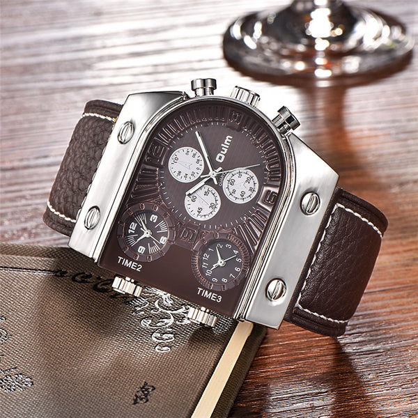 Sports Leather Strap Military Wristwatch