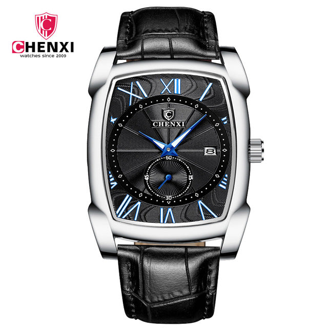 SquareBusiness Waterproof Quartz Leather Wrist Watch