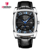 SquareBusiness Waterproof Quartz Leather Wrist Watch