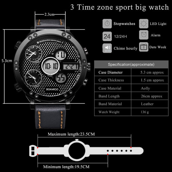 Military Sports Men's Quartz LED Digital Watches