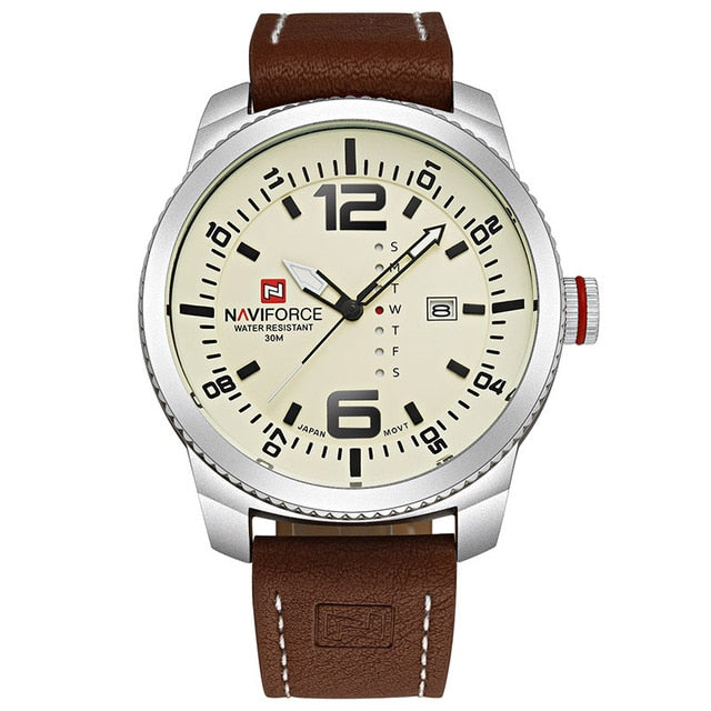 Sport Quartz Clock Military Leather Wrist Watch