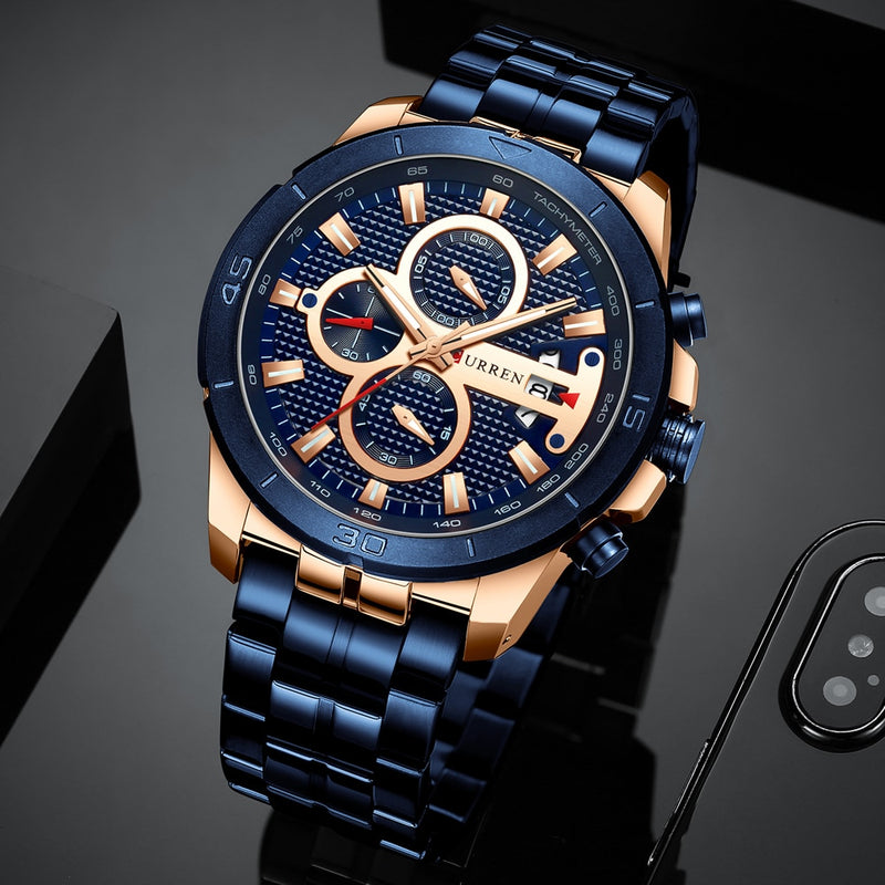 Luxury Brand Stainless Steel Wrist Watch Chronograph Army Military