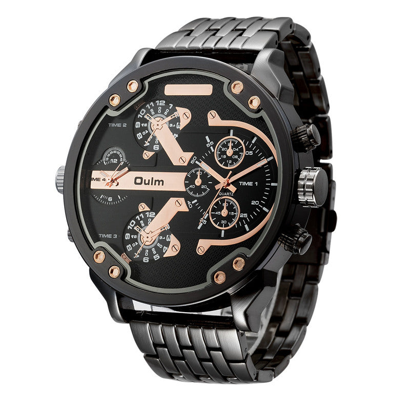 Oulm Unique Quartz Watch Men Heavy Full Steel Strap
