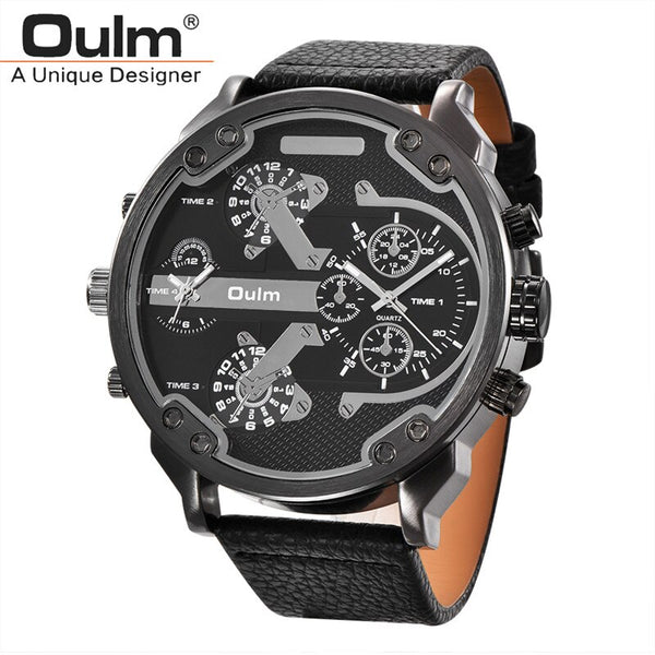 Oulm Multiple Time Zone Big Watches Men