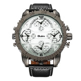Oulm Four Time Zones Male Quartz Watch Super Big Dial