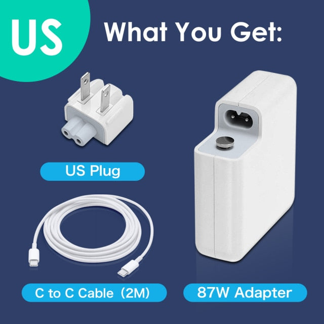 Macbook Pro Charger USB C Charger 87W Original Type C Fast Charging Cord for APPLE MacBook Pro Air 13 15 16 inch Power Adapter