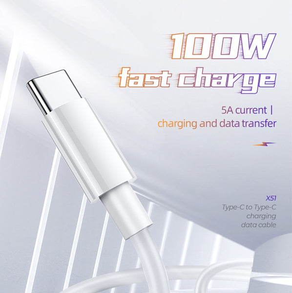 2021 Fast Charging 100W USB-C to Type-C Cable for Macbook Air Pro,Huawei Samsung 5A Quick Charger Charging Wire Data Core