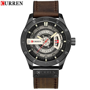 Military Sports Quartz Date Clock Casual Leather Wrist Watch