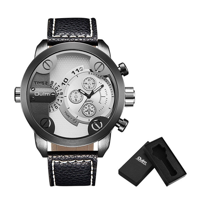 Oulm Fashion Quartz Watch Men 3 Small Dials