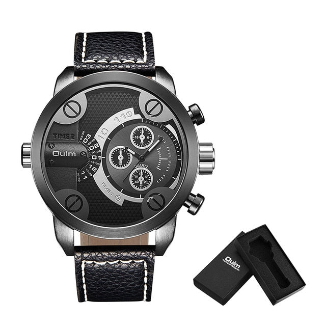 Oulm Fashion Quartz Watch Men 3 Small Dials