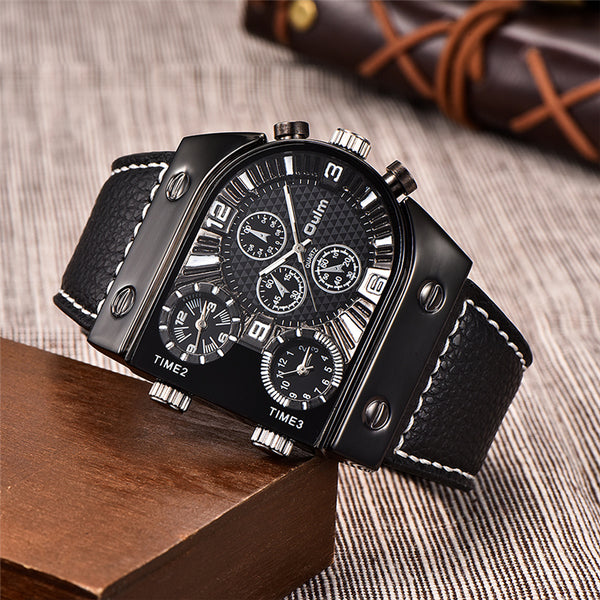 Sports Leather Strap Military Wristwatch