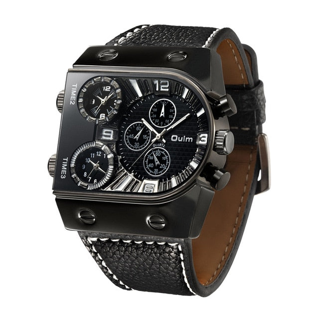 Sports Leather Strap Military Wristwatch
