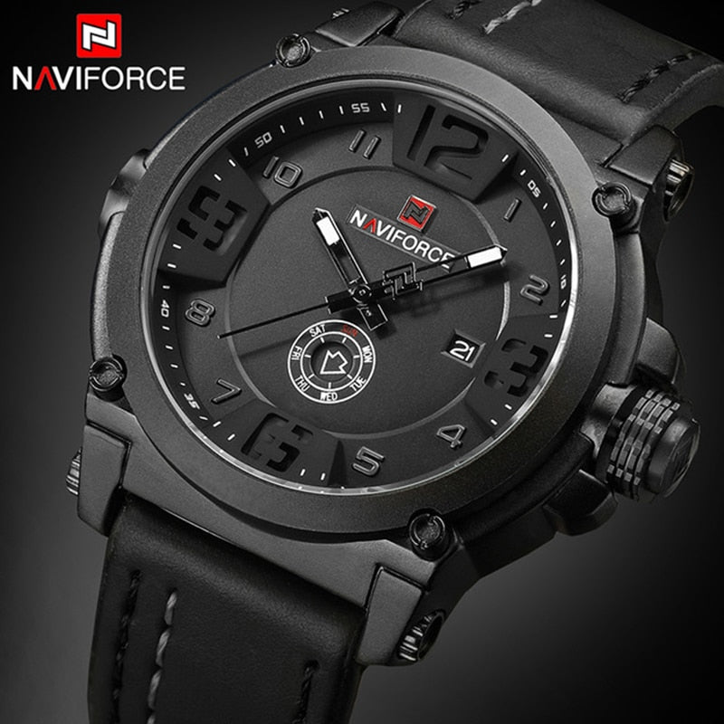 NAVIFORCE Luxury Sport Leather Waterproof Wristwatch