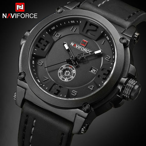 NAVIFORCE Luxury Sport Leather Waterproof Wristwatch