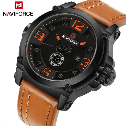 NAVIFORCE Luxury Sport Leather Waterproof Wristwatch