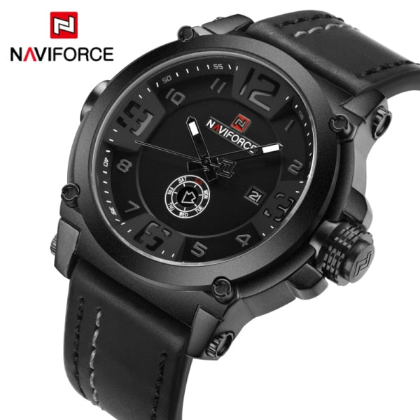 NAVIFORCE Luxury Sport Leather Waterproof Wristwatch